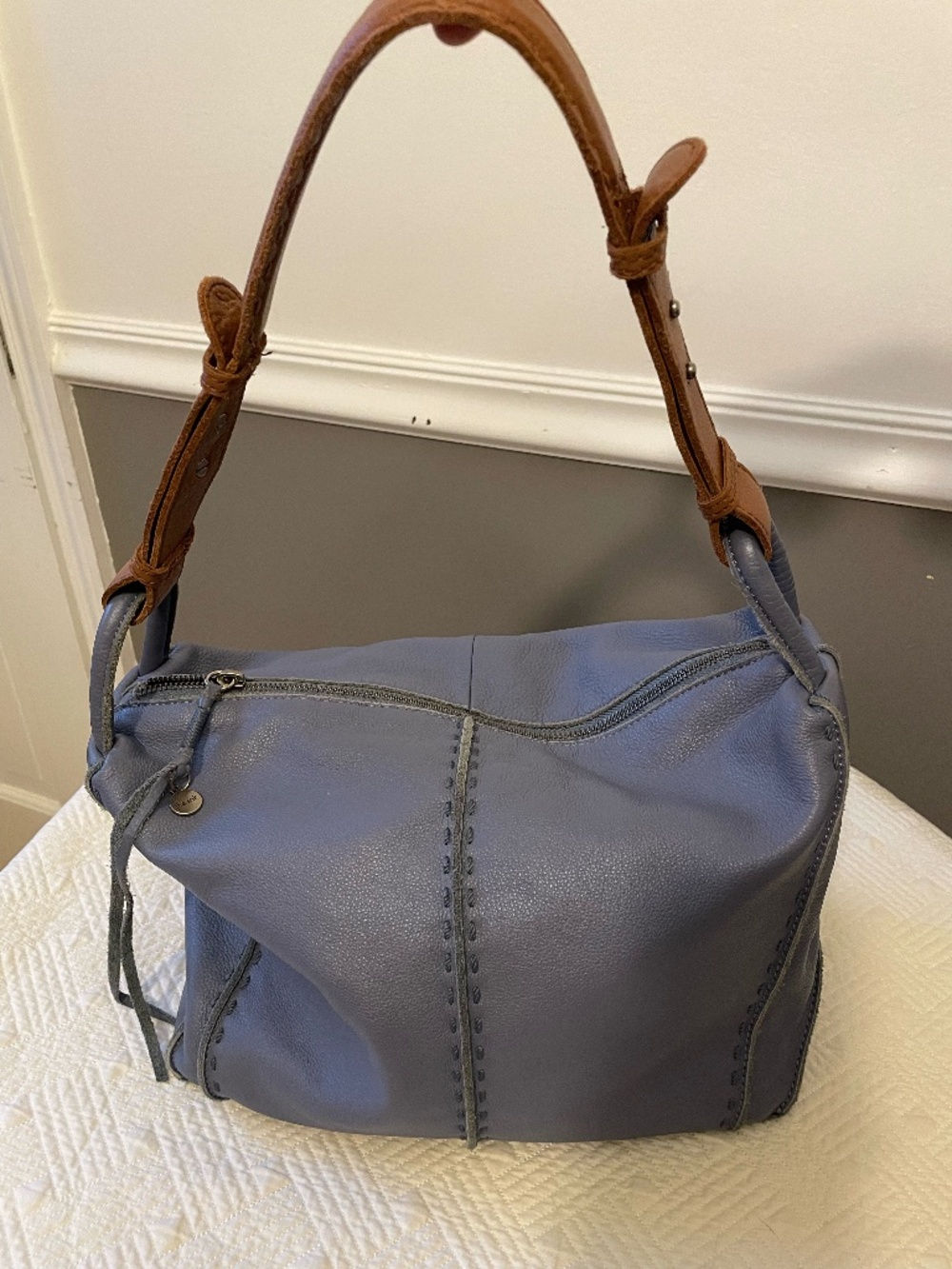 The Sak Los Feliz Hobo Leather Bag in Maritime blue